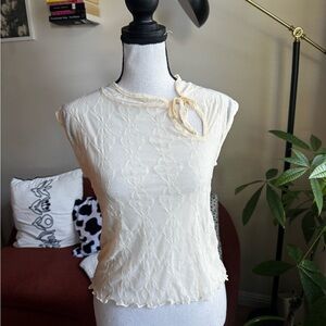 Second Skin Overalls Cream Textured Blouse